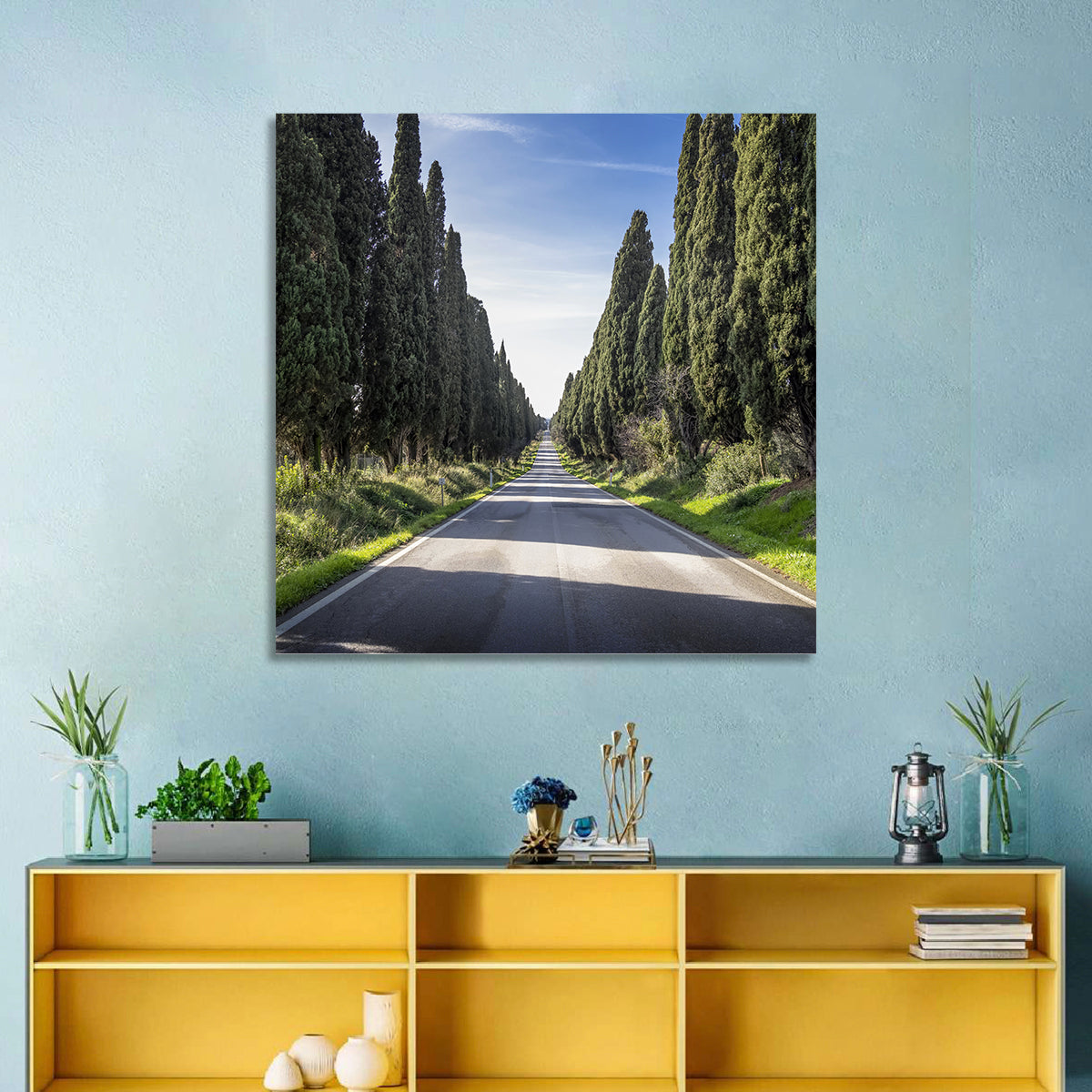 Avenue of Cypress Trees Wall Art in a room, square