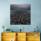 Clustered Umbrellas in Rain Wall Art