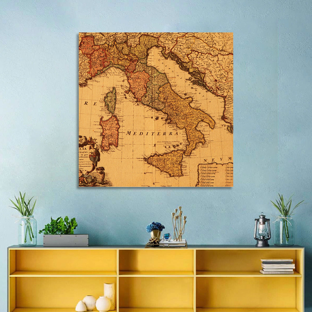 Antique Italian Map Wall Art