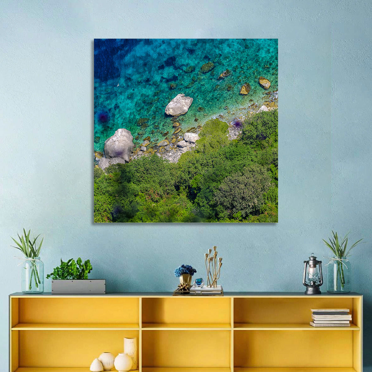Capri Island Coast Wall Art in a room, square
