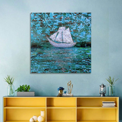 White Boat Wall Art