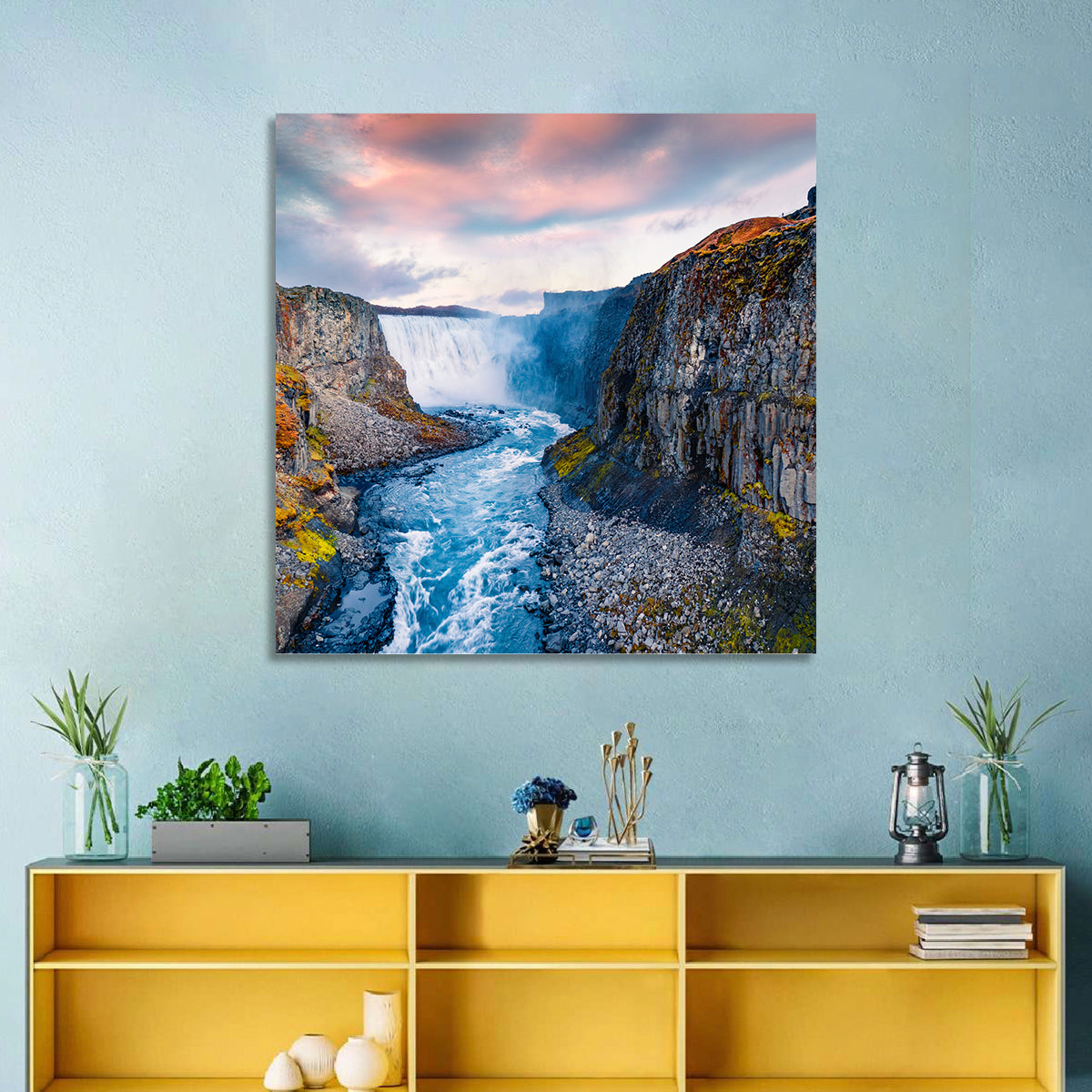 Dettifoss Waterfall Wall Art in a room, square