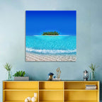 Turquoise Atoll Sandbar with Palm Trees Wall Art