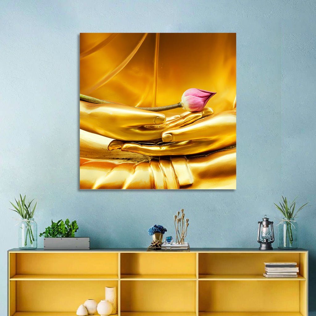 Buddha Hands with Lotus Wall Art