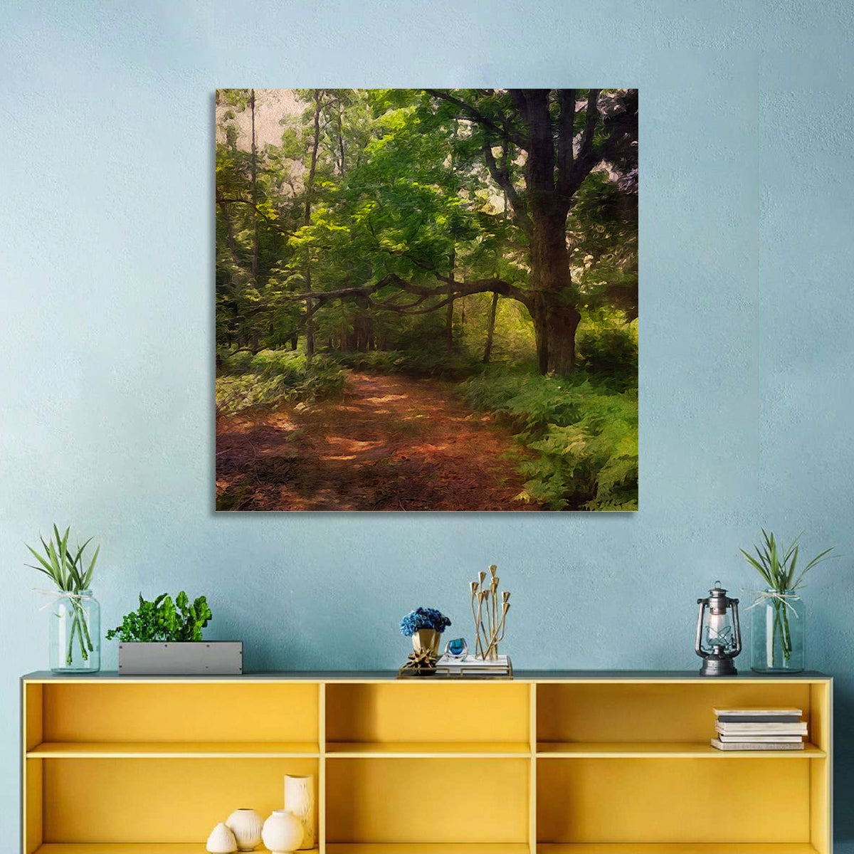 Sunlit Forest Trail Wall Art