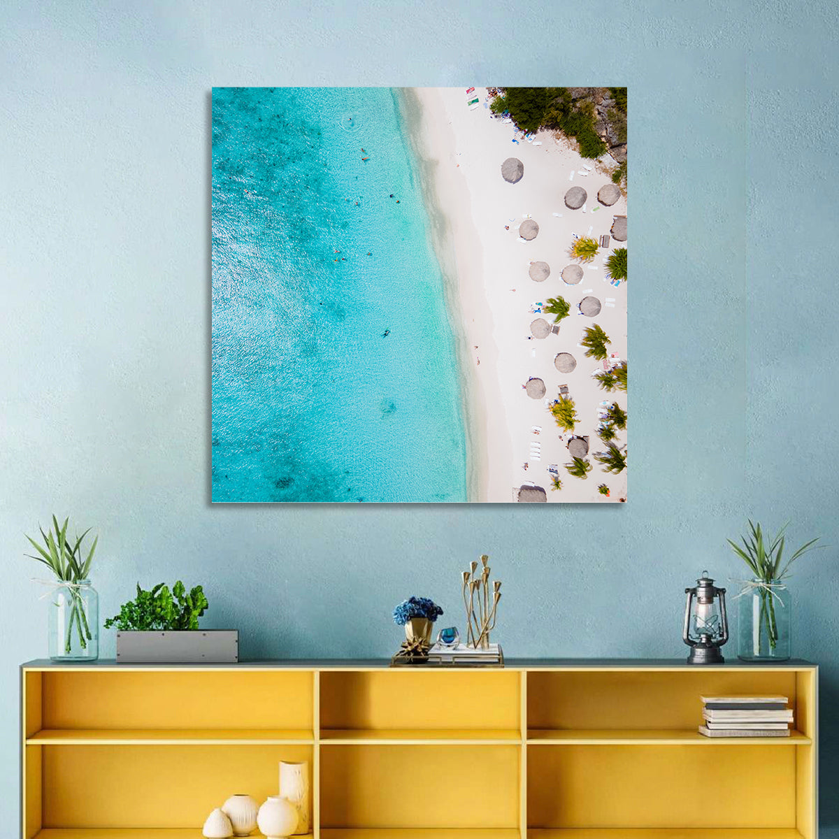 Cas Abou Aerial Shoreline Wall Art in a room, square