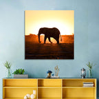 Golden Hour Elephant Silhouette Wall Art