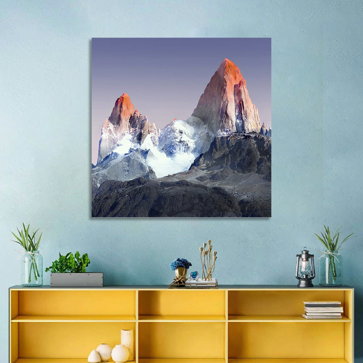 Mount Fitz Roy Wall Art in a room, square