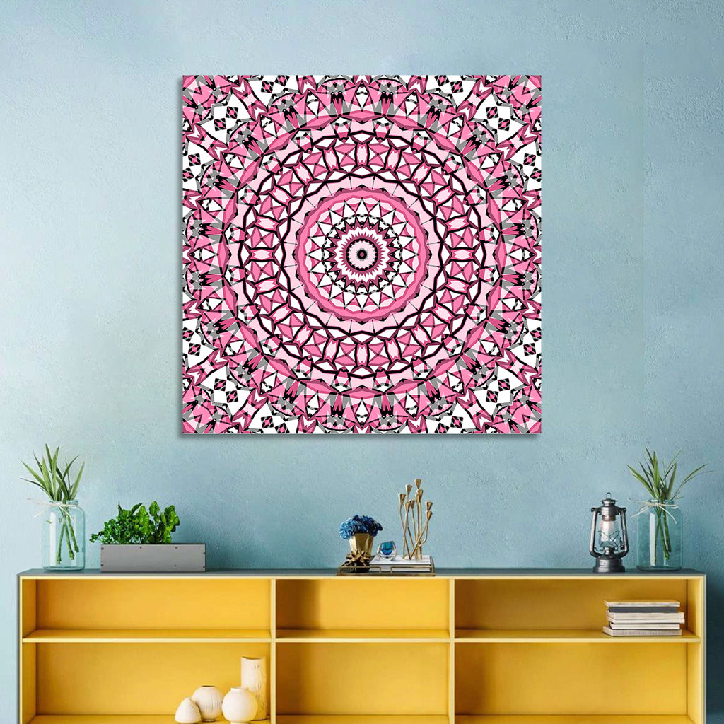 Pink Mosaic Kaleidoscope Mandala Wall Art