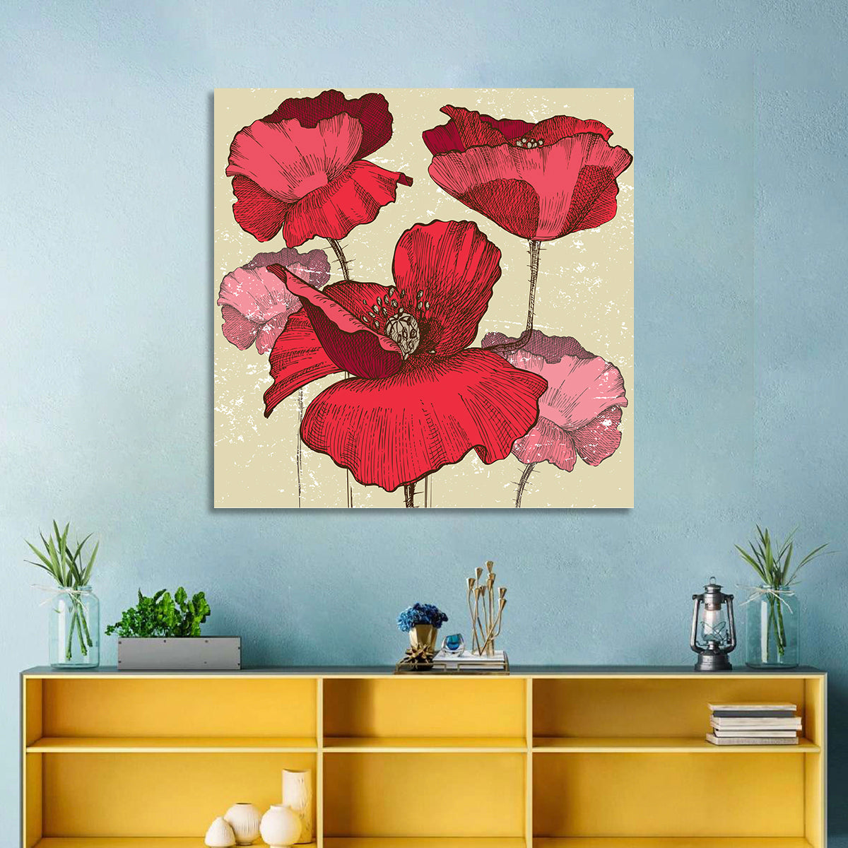 Vintage Poppy Illustration Wall Art