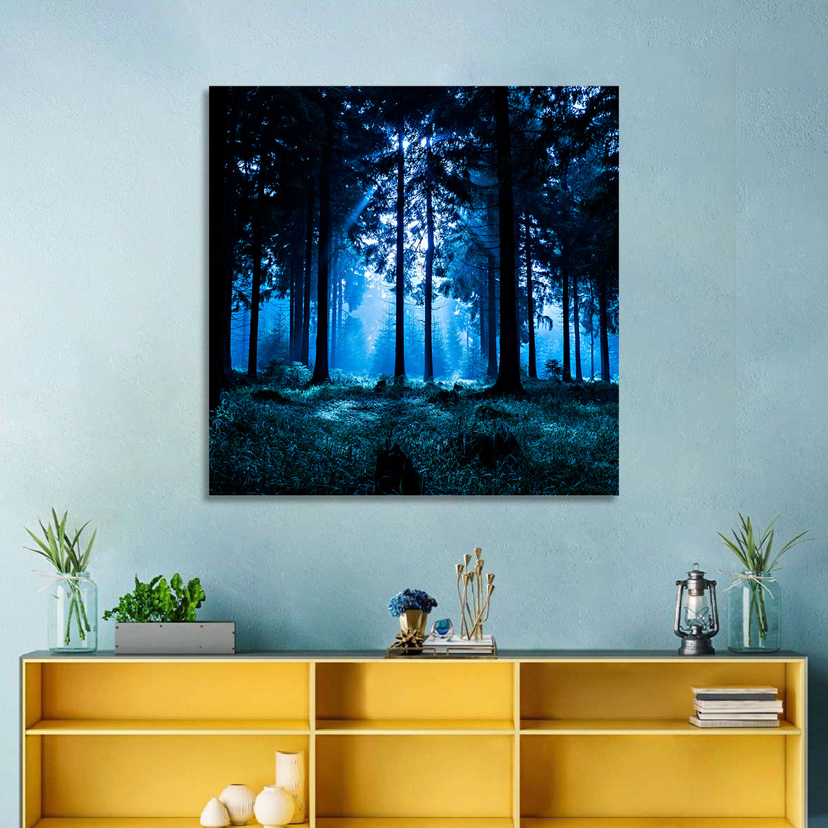 Thuringia Forest at Dusk Wall Art in a room, square