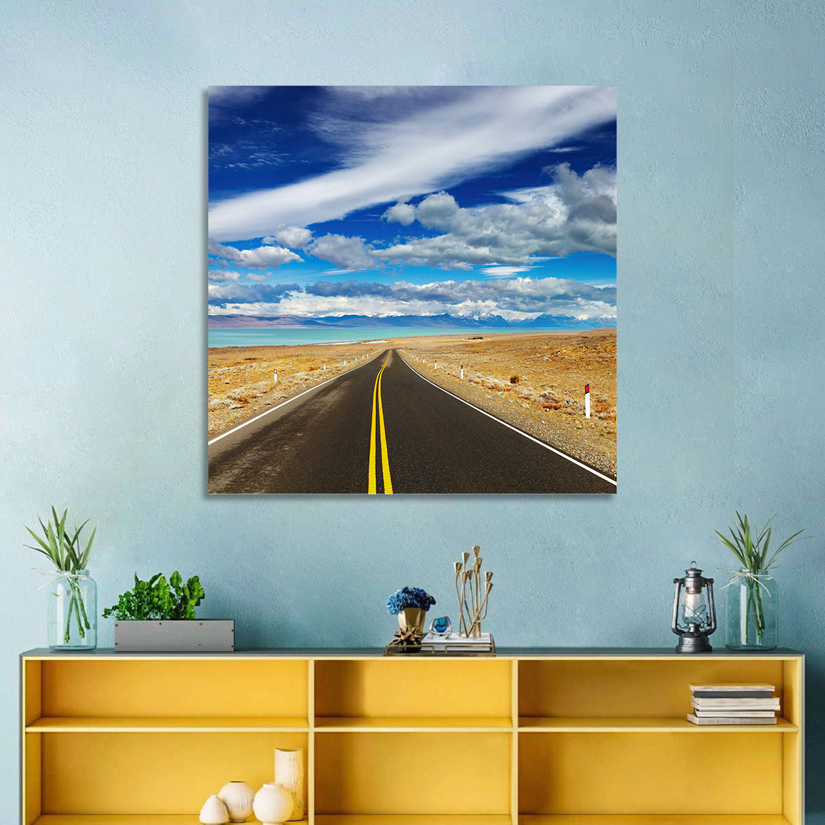 Road to Viedma Lake, Patagonia Wall Art in a room, square
