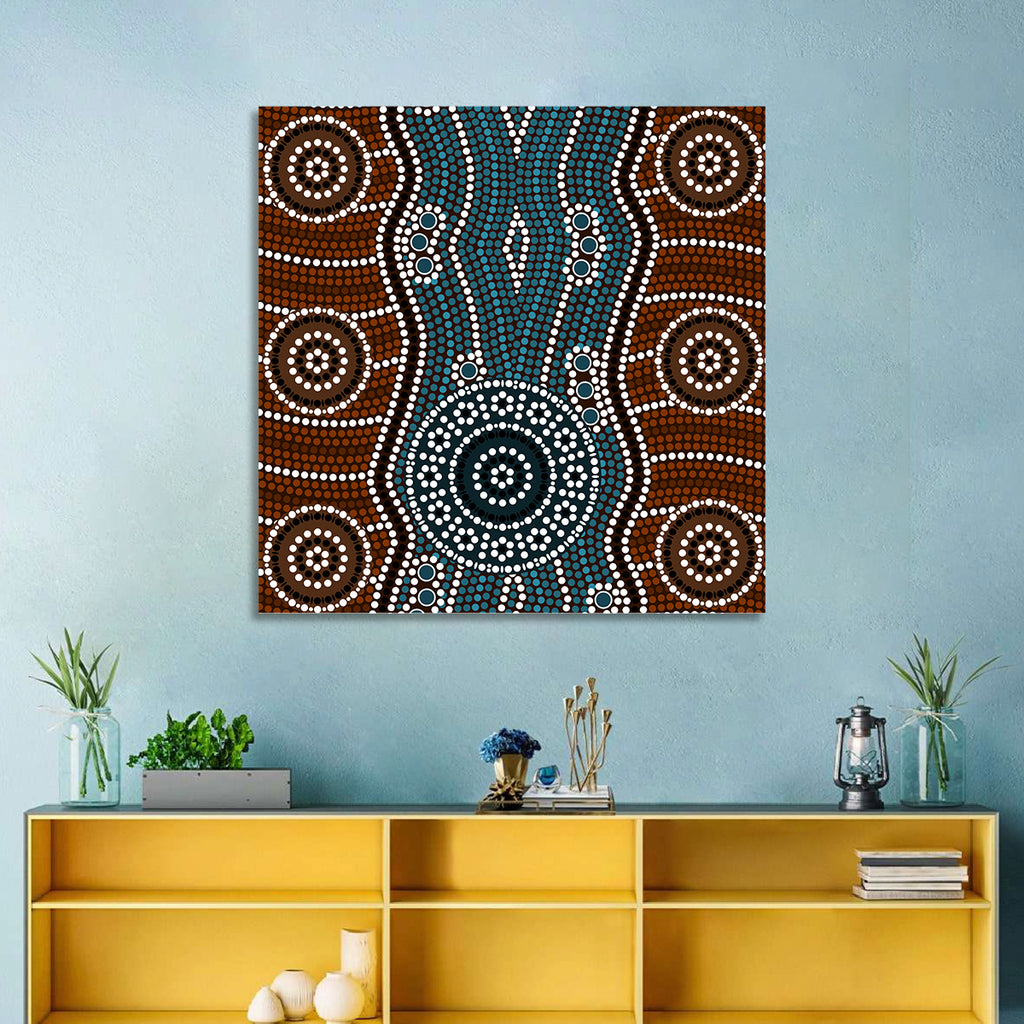 Concentric River Dot Painting Wall Art
