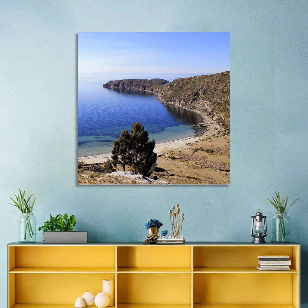Titicaca Cliffs and Turquoise Water Wall Art