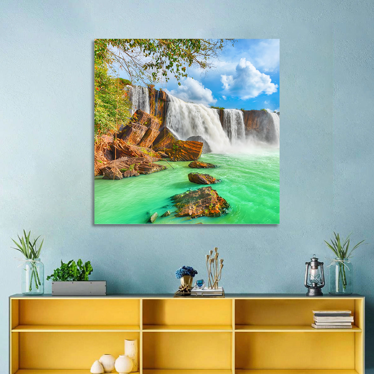 Dray Nur Waterfall Wall Art in a room, square
