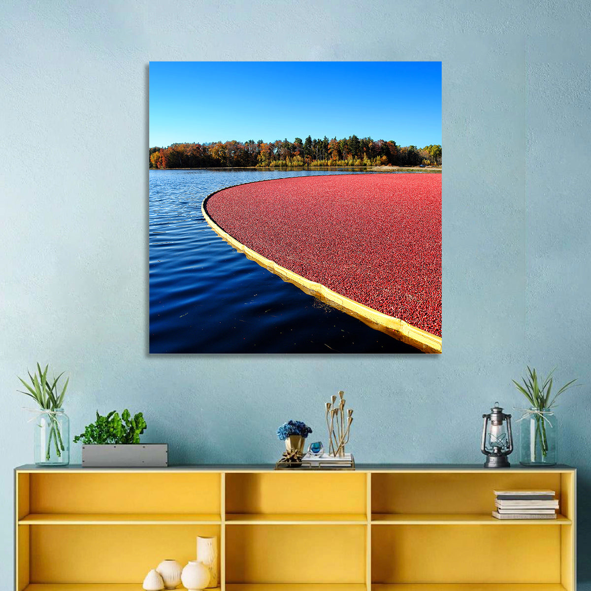 Flooded Cranberry Bog Wall Art in a room, square