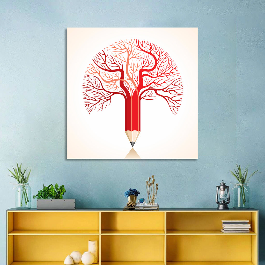 Knowledge Tree Pencil Illustration Wall Art
