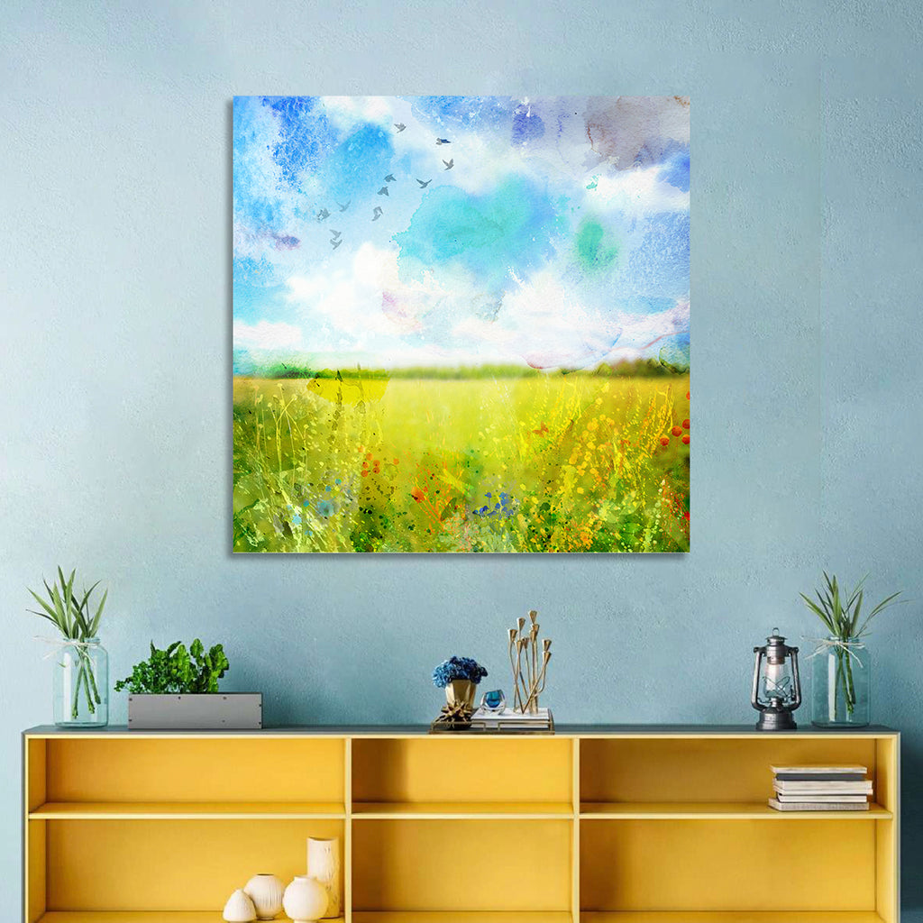 Watercolor Wildflower Field Wall Art