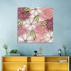 Vintage Floral Pattern with Polka Dots Wall Art