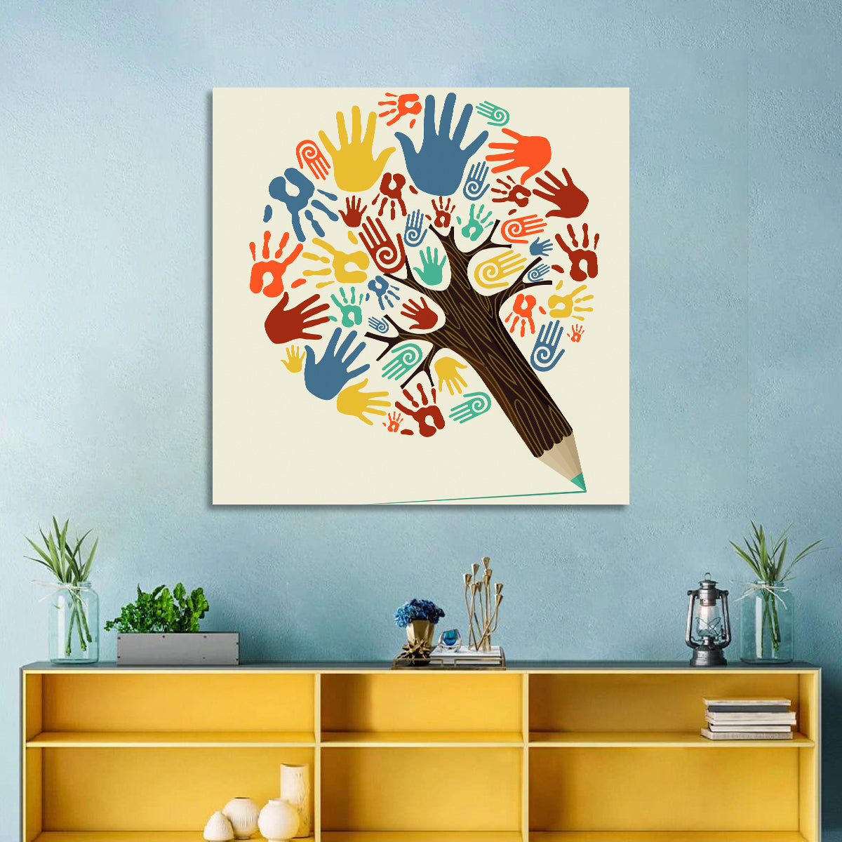Handprint Tree Illustration Wall Art