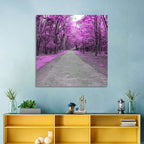Magenta Autumn Forest Road Wall Art