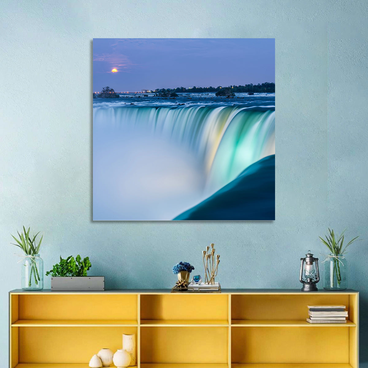 Horseshoe Falls by Moonlight Wall Art in a room, square