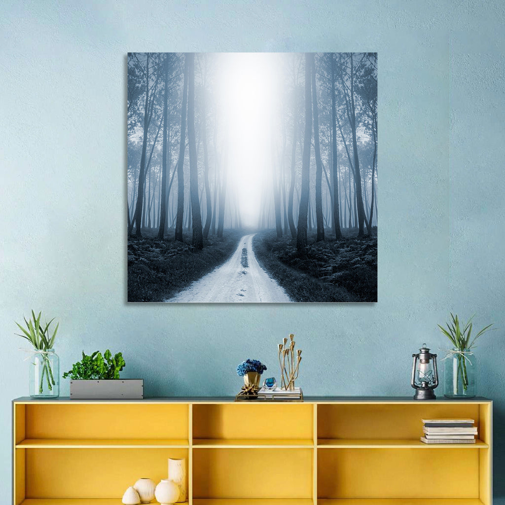 Misty Forest Road at Twilight Wall Art