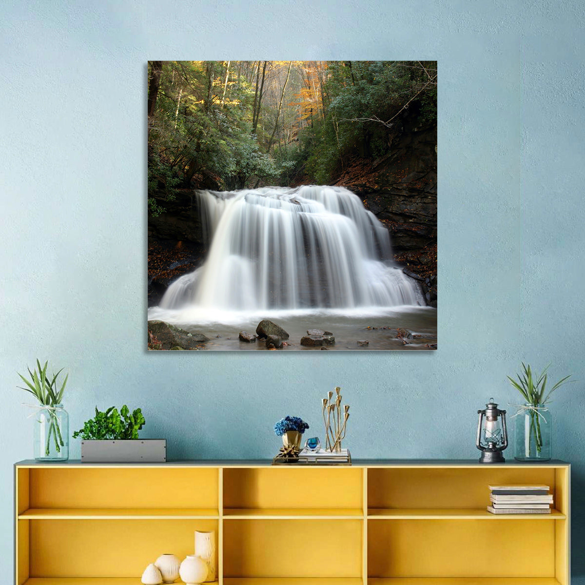 Holly River Autumn Waterfall Wall Art