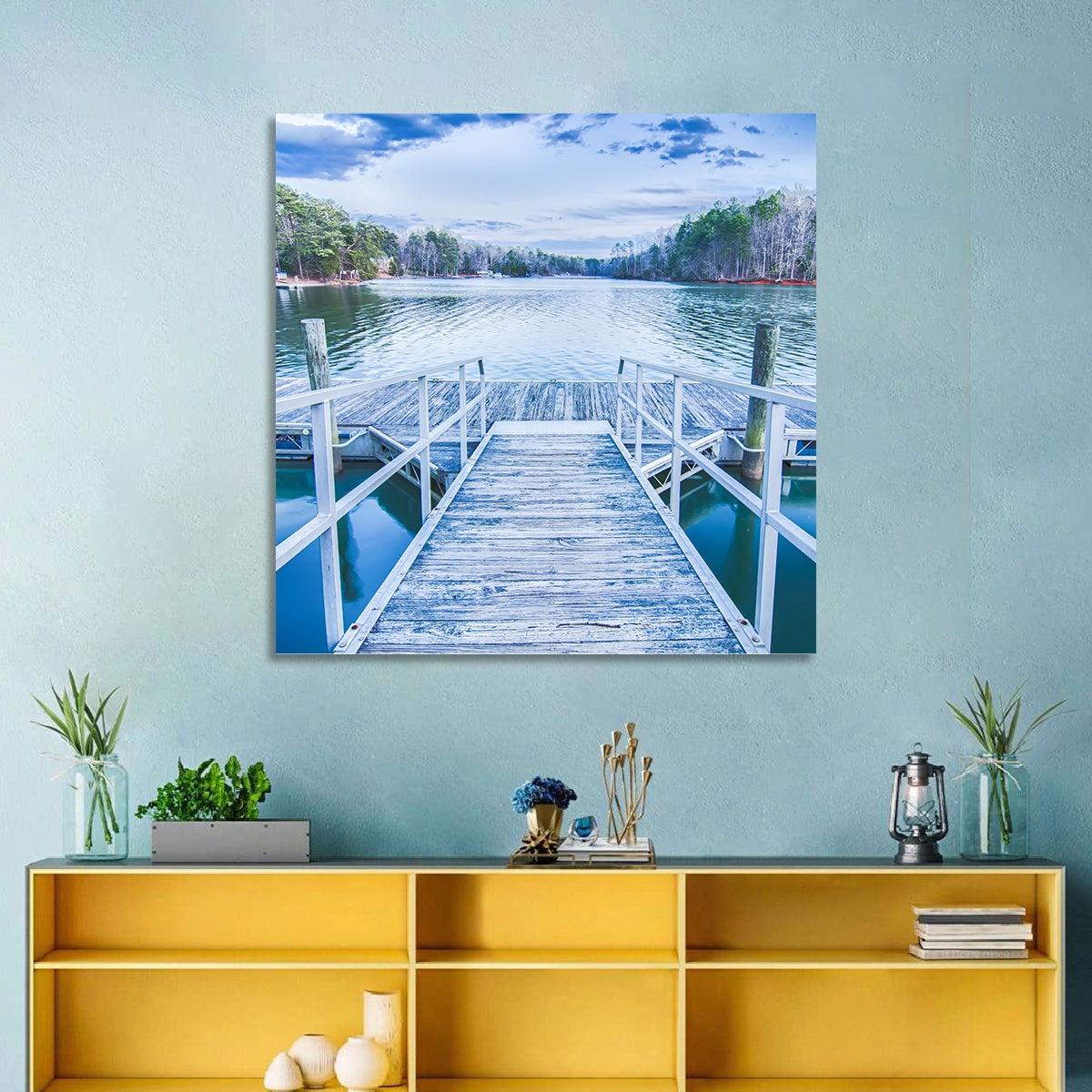 Morning at Lake Wylie Wall Art in a room, square