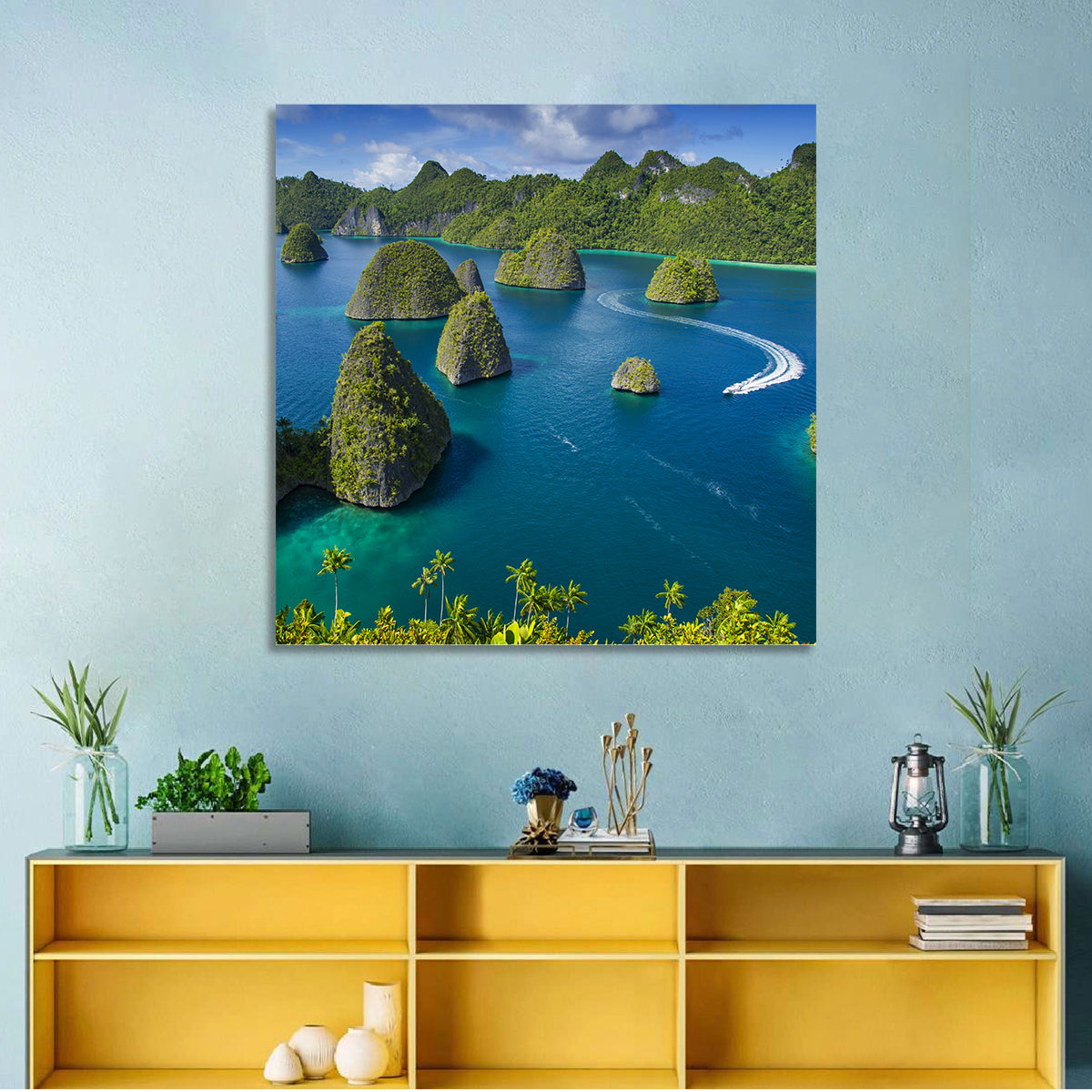 Wayag Islands, Raja Ampat Wall Art in a room, square