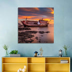 Shipwreck at Sunset Wall Art