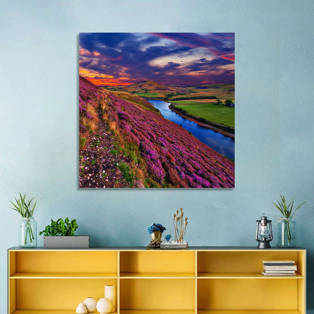 Pentland Hills Heather, Edinburgh Wall Art in a room, square