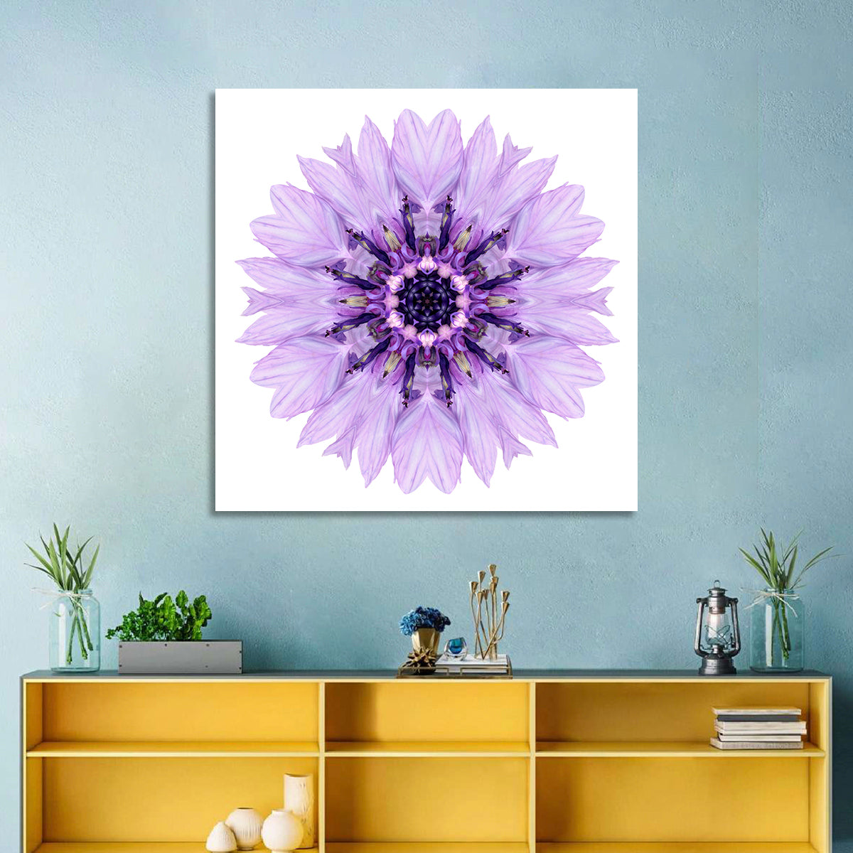Lavender Cornflower Mandala Wall Art