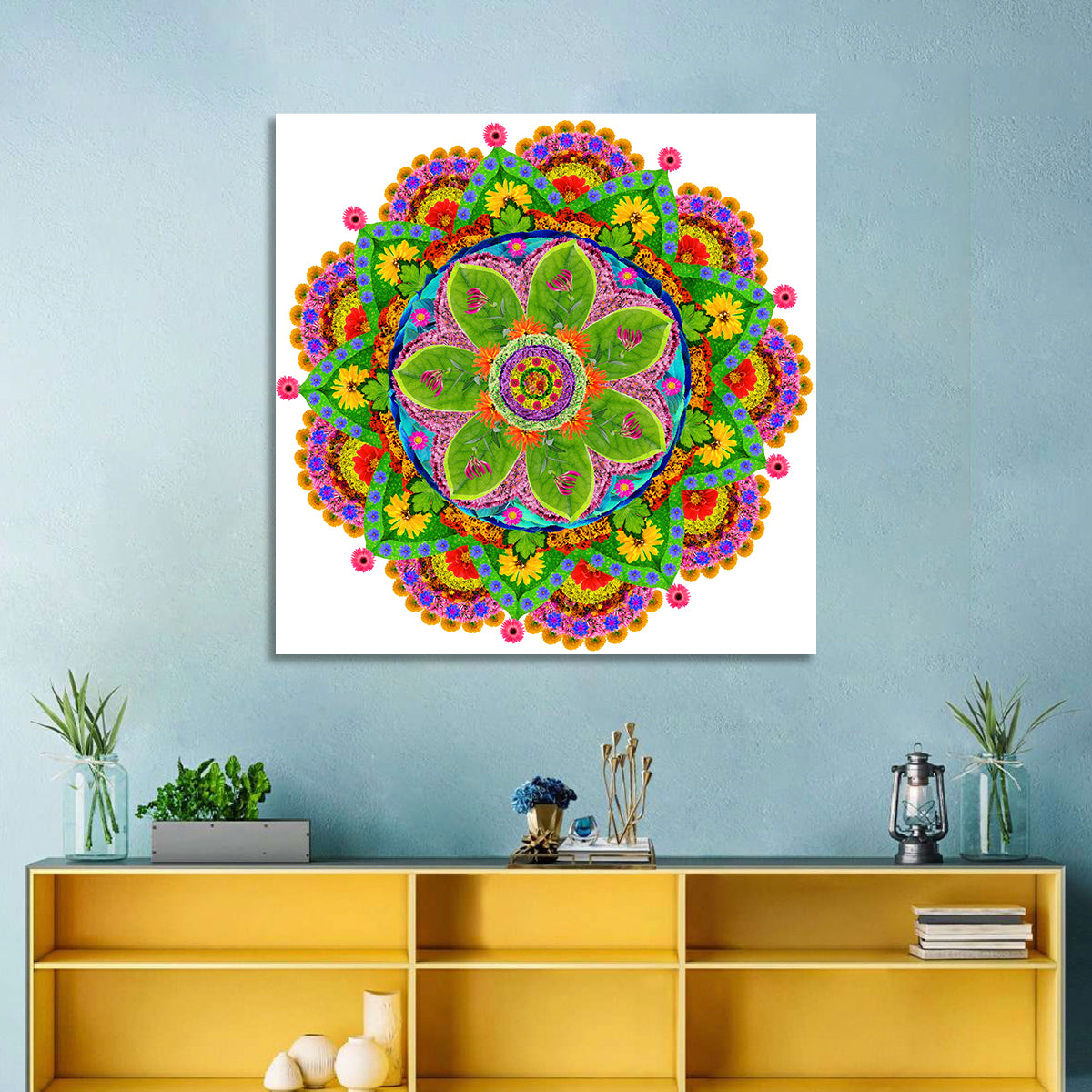 Vibrant Floral Petal Mandala Wall Art