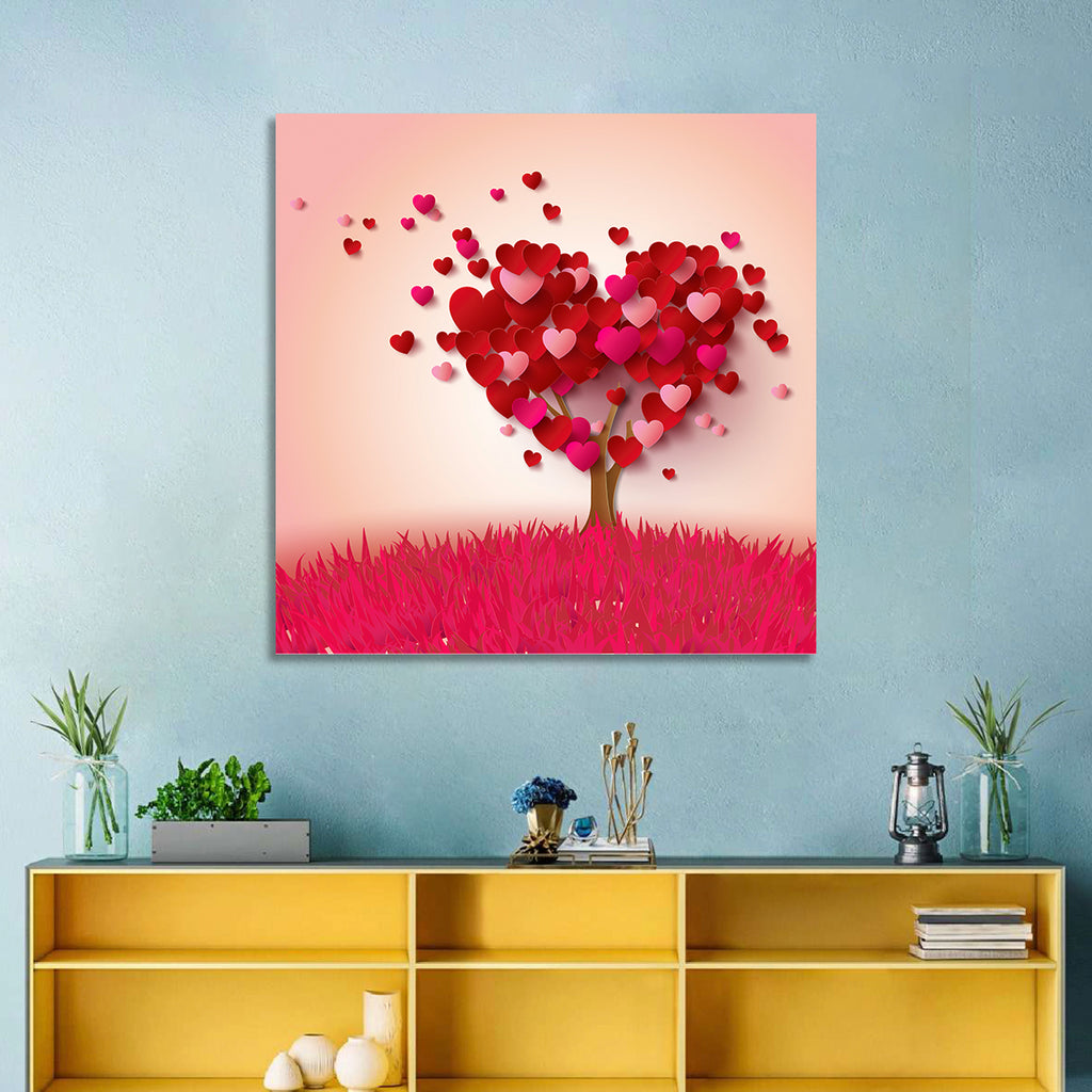 Whimsical Heart Tree Illustration Wall Art