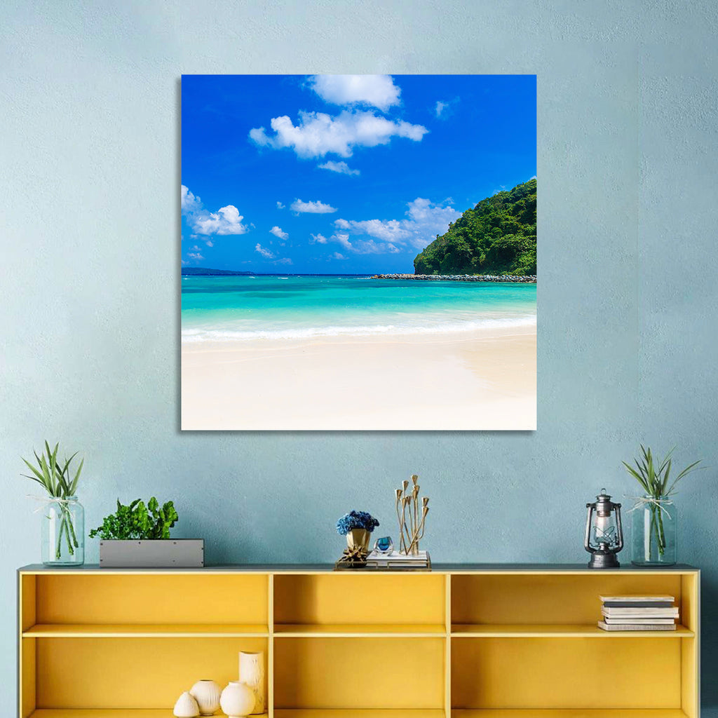 Turquoise Tropical Beach Scene Wall Art