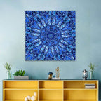 Blue Fractal Mandala Wall Art