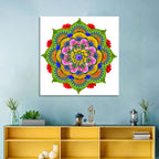 Vibrant Lotus Floral Mandala Wall Art