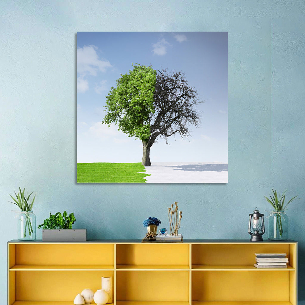Split Seasons Tree Wall Art
