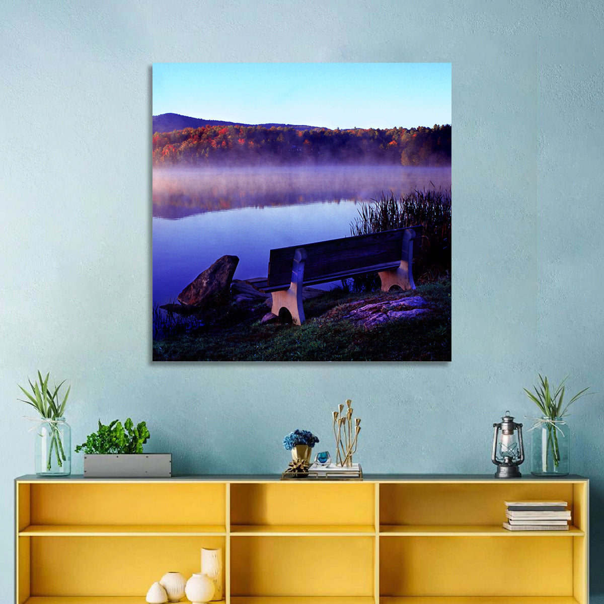 Misty Lake Sunrise Wall Art