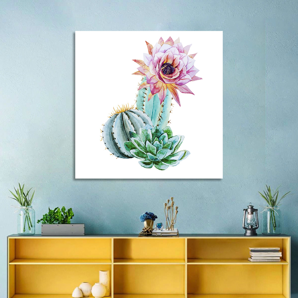 Blooming Cactus Watercolor Wall Art