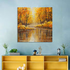 Golden Autumn River Reflection Wall Art