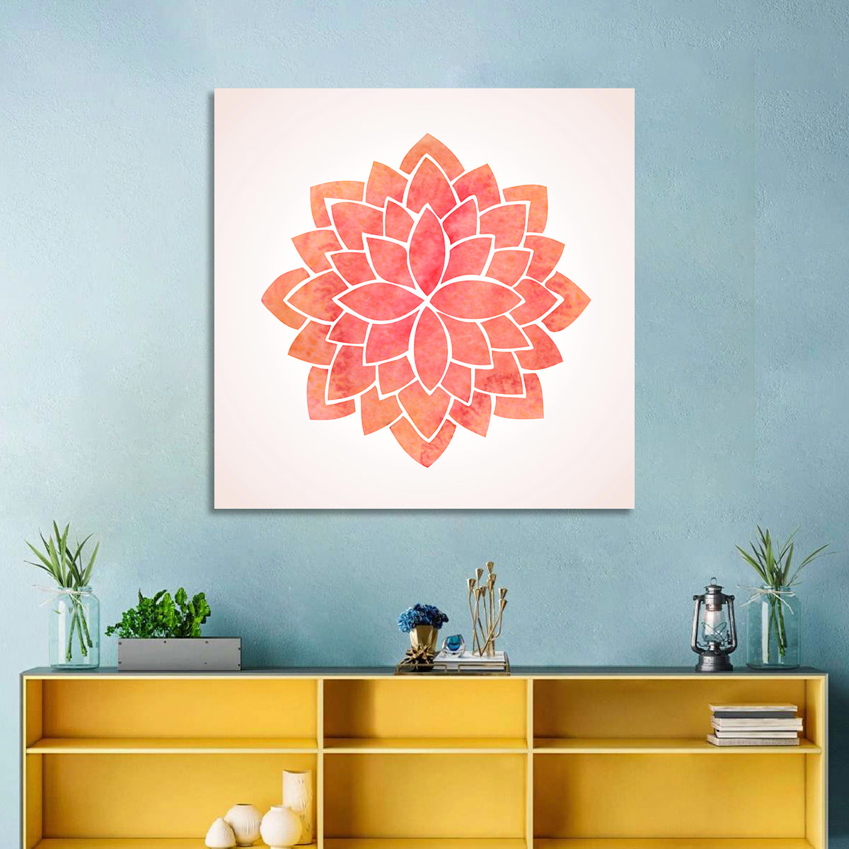 Red Lotus Mandala Wall Art