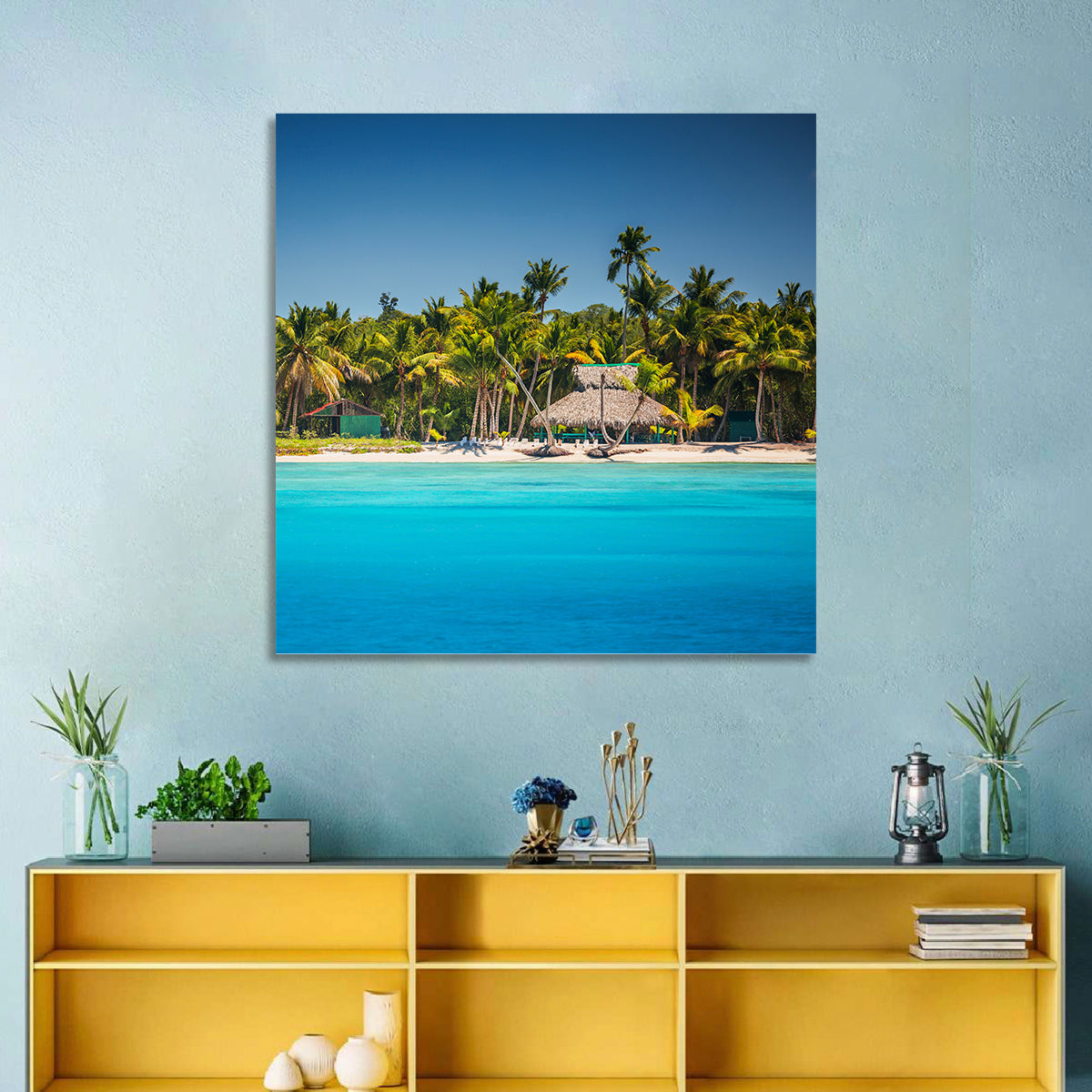 Punta Cana Beach Wall Art in a room, square