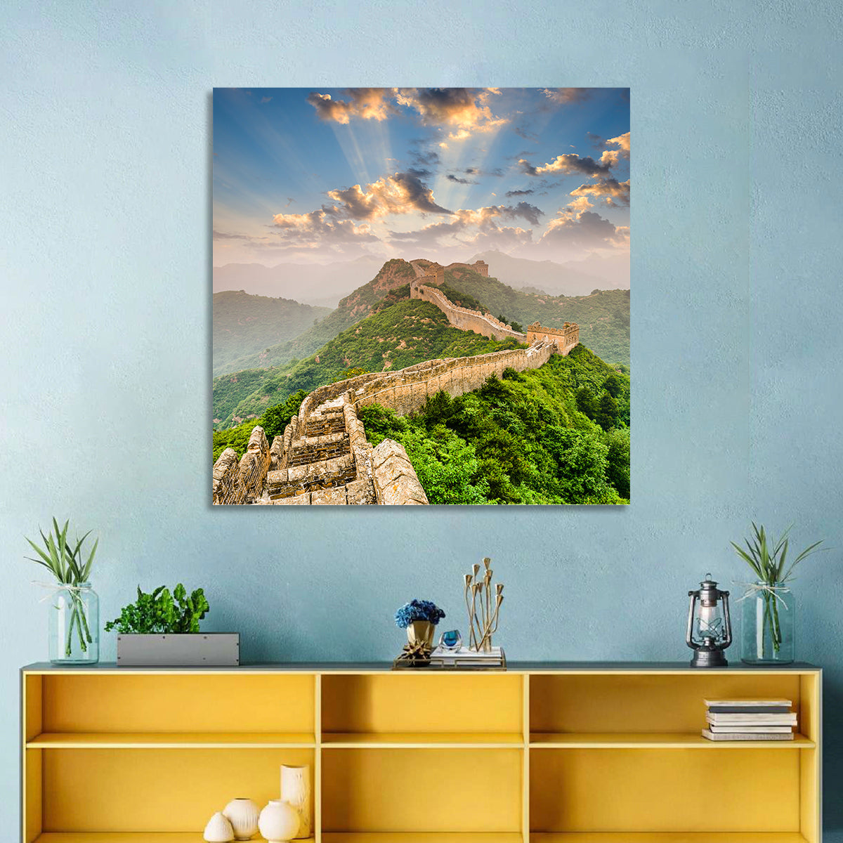 Great Wall of China Wall Art in a room, square