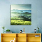Misty Rolling Hills with Cypresses Wall Art
