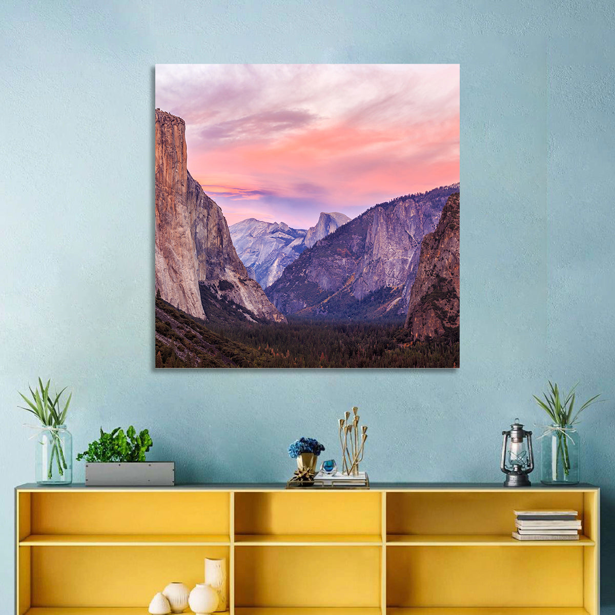 El Capitan at Tunnel View Wall Art in a room, square