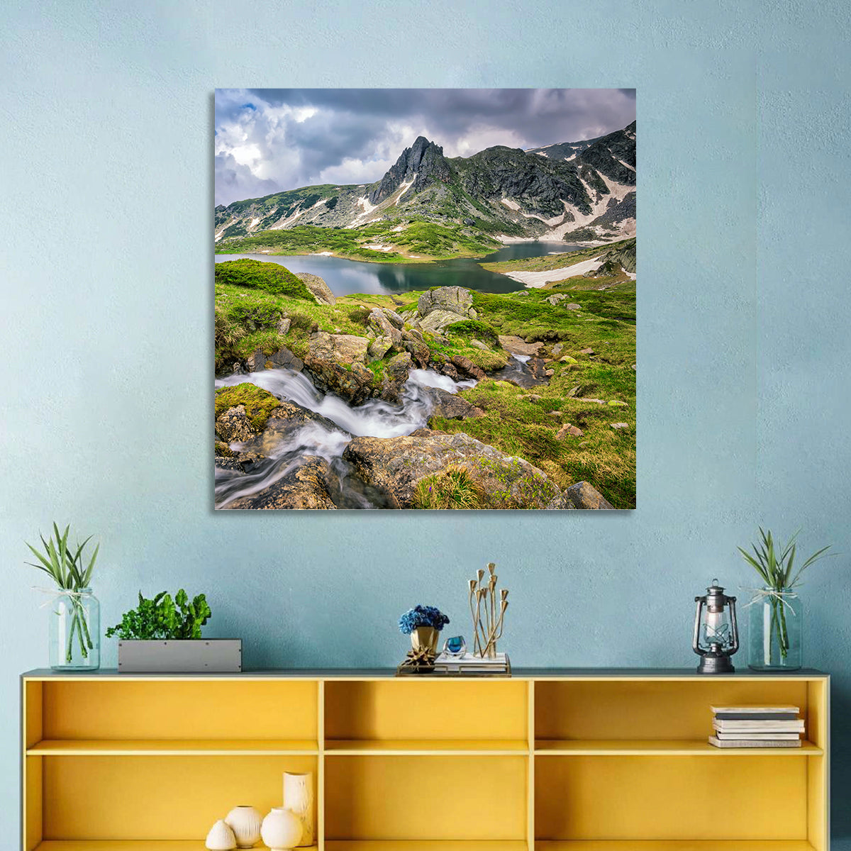Seven Rila Lakes View Wall Art in a room, square