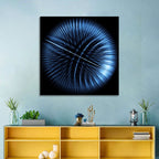 Glowing Blue Textured Sphere Wall Art
