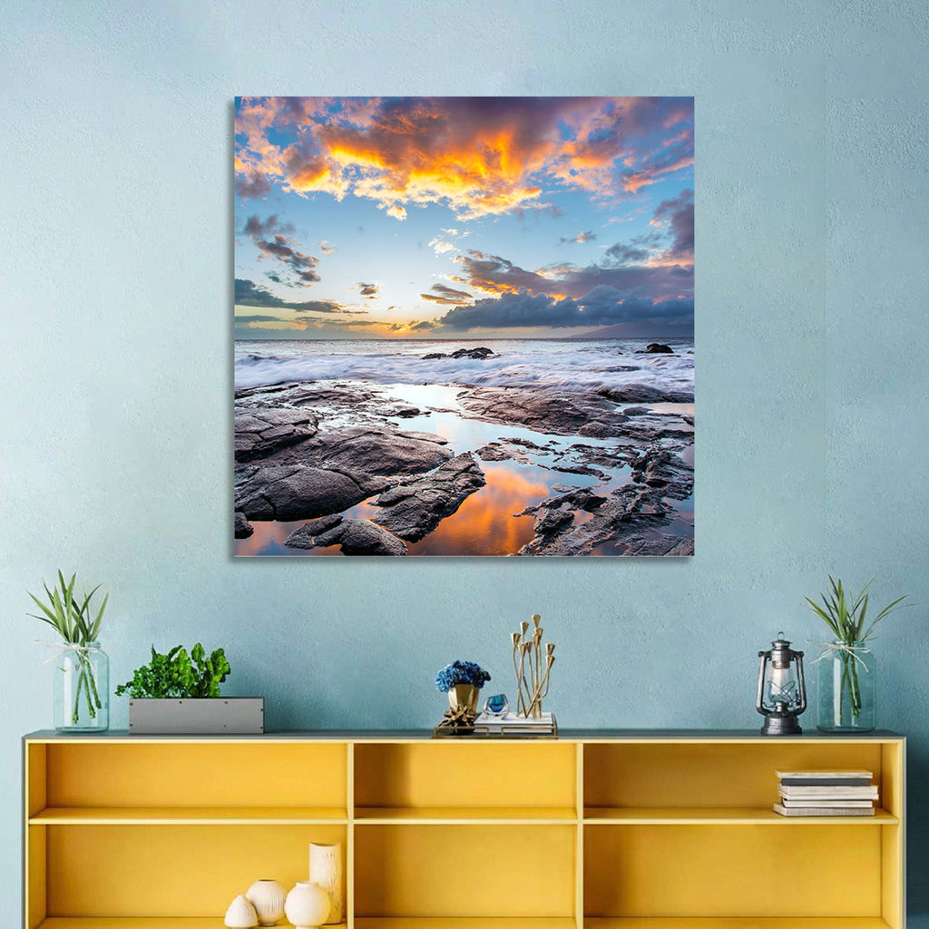 Sunset Over Volcanic Shore Wall Art